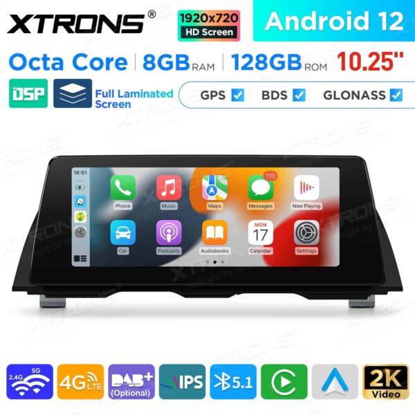 Xtrons 10,25" Android 12 näyttö BMW 5-sarja F10/11 2013-2016