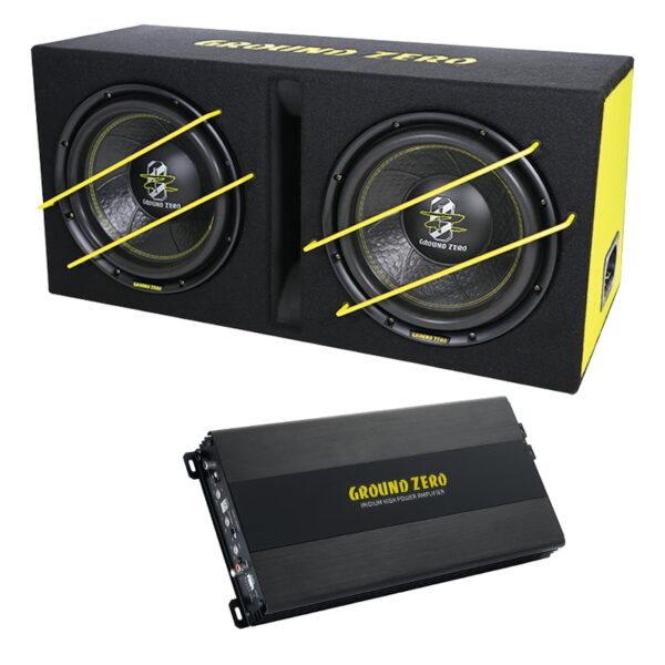 Groud Zero Basskit GZ 1000 2x12" porttikotelossa + 1200W vahvistin