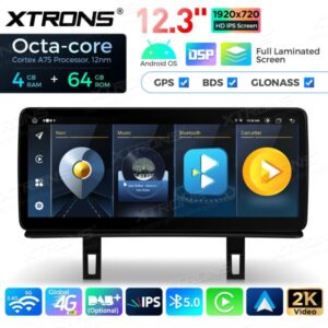 Xtrons 12.3" Android 13 BMW 1-sarja E8x ilman alkuperäistä näyttöä