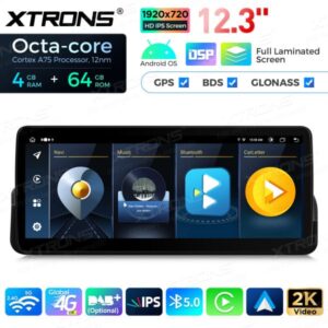 Xtrons 12.3" Android 13 BMW 3-sarja E9x ilman alkuperäistä näyttöä